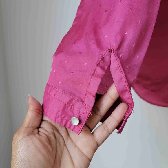 Levis Vintage Pink Satin Button Down Western Shirt Long Sleeve Womens Size Small - Picture 3 of 8